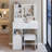 29.2" Small Size Left Drawer Desktop Vanity Table + Cushioned Stool, Extra Large Right Sliding Mirror, Multi Layer High Capacity Storage, Practical Fashionable Dresser, Suitable For Small Space-1968197857