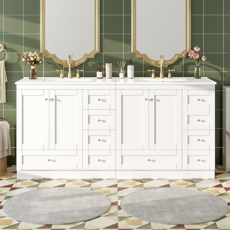 72" Double Bathroom Vanity Set, White