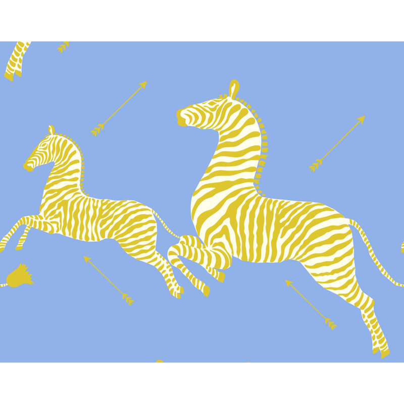 Zebras Animal Print Vinyl Wallpaper Roll, Periwinkle