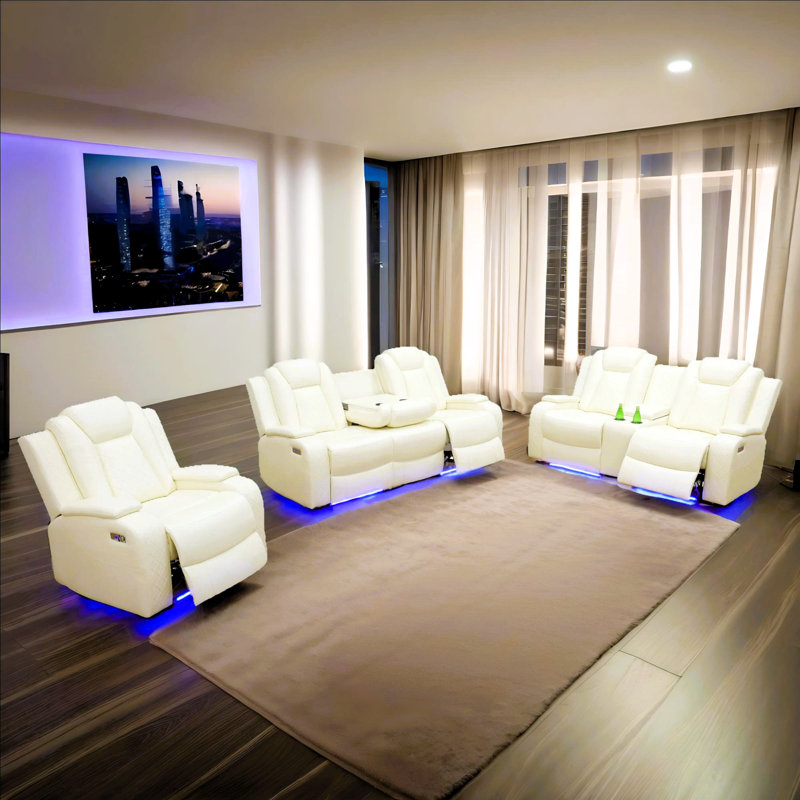Fauteuil inclinable électrique avec lumière DEL, White