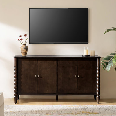 ALEX 63"W Transitional 4-Door Sideboard with Adjustable Shelves and Solid Wood Legs