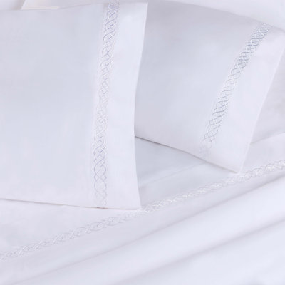 Infinity Scroll Embroidered Certified Certified Egyptian Cotton 1000 Thread Count Pillowcases