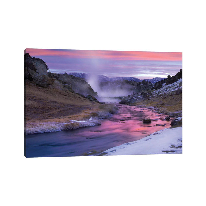 Hot Creek At Sunset, Natural Hot Spring In Mammoth Lakes Region, Eastern Sierra Nevada, California by Tim Fitzharris - Wrapped Canvas Print