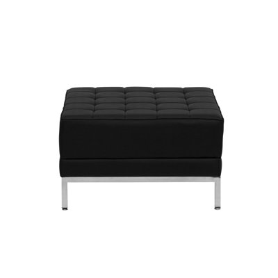 Amjed LeatherSoft Quilted Tufted Modular Ottoman with Stainless Steel Legs by Wade Logan