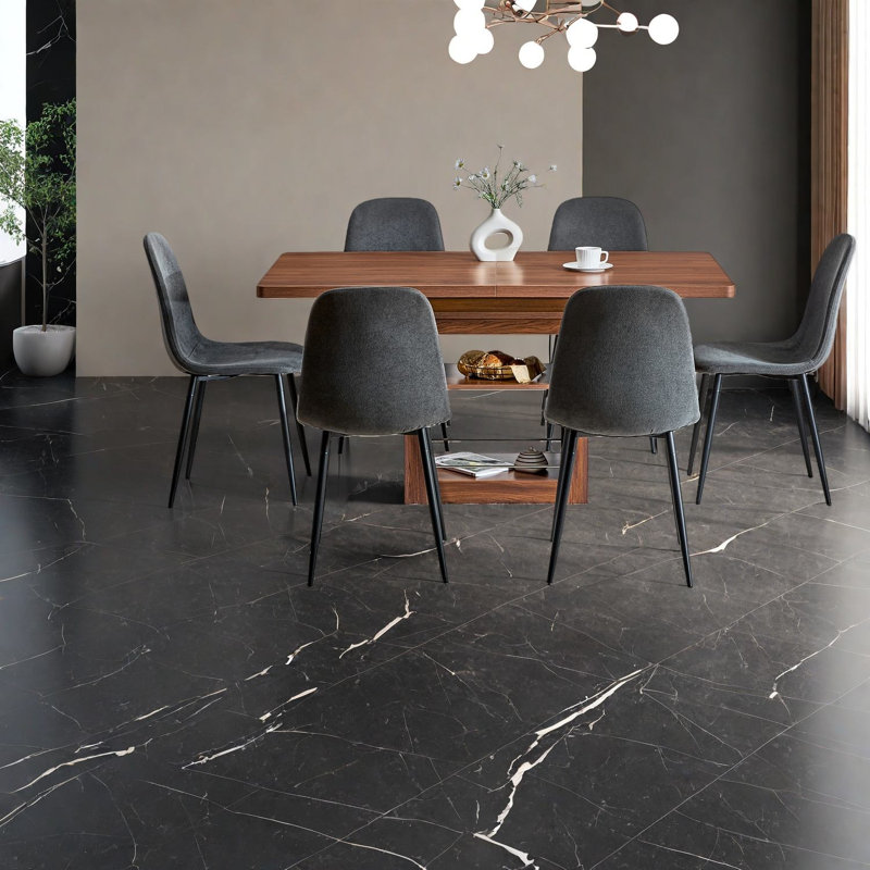 Ensemble de table de salle à manger extensible moderne avec chaises en tissu, pour la cuisine et la salle à manger