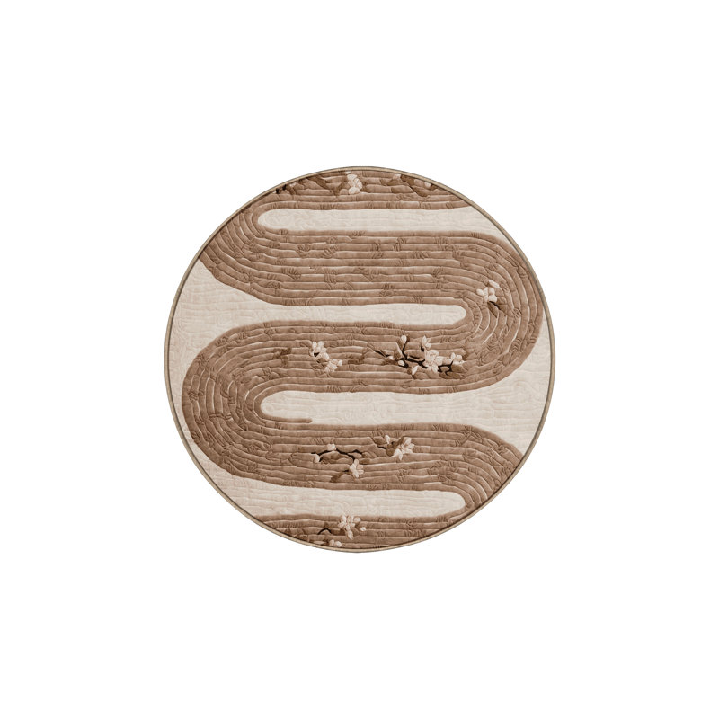 Tapis brun lavable à la machine, Rond 3 pi