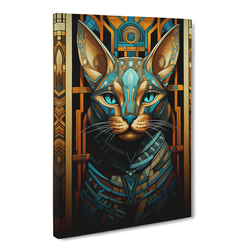 Egyptian Cat Orphism - Wrapped Canvas, 76cm H x 50cm W x 3cm D