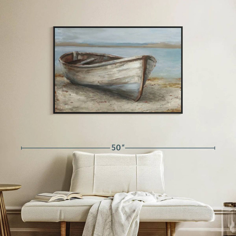 Bateau blanchi à la chaux I, Cadre flottant noir, 40 po x 27 po