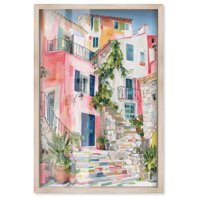 Décoration murale côtière «Bright Days Ahead Shadowbox» par Art Remedy, cadre blond, 31 x 46