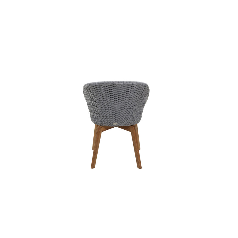Peacock Patio Dining Armchair with Cushion, Light Gray/Teak