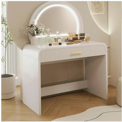 39" Makeup Vanity Table with Mirror Touch Screen Lighted Mirror, Dressing Table with Drawer for Bedroom