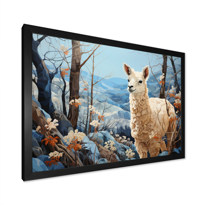 Alpaca Blue Landscape I - reproduction sur toile, H 24 po x l 32 po x P 1 po, Cadre photo noir