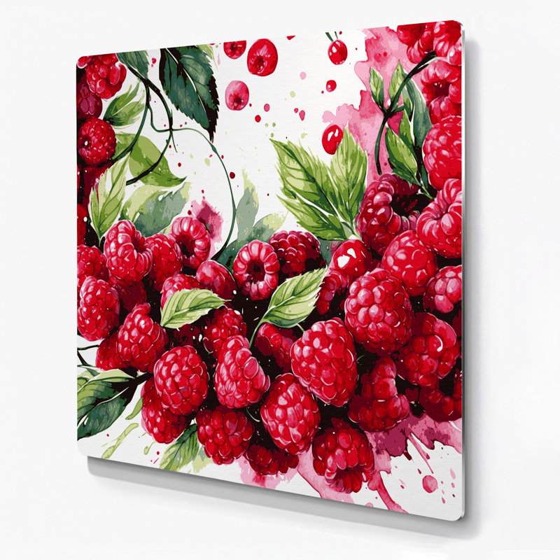Art mural en métal «Fruit framboise rouge», H 32 po x l 32 po
