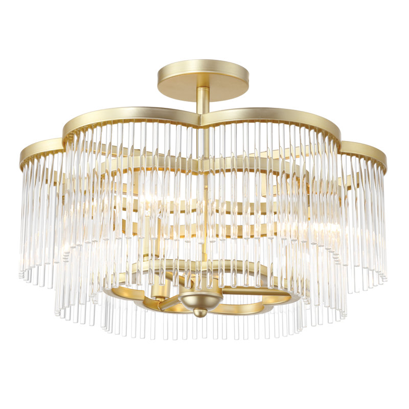 Everly Quinn Bukovsko - 3 Light Semi Flush In Heirloom Brass Finish
