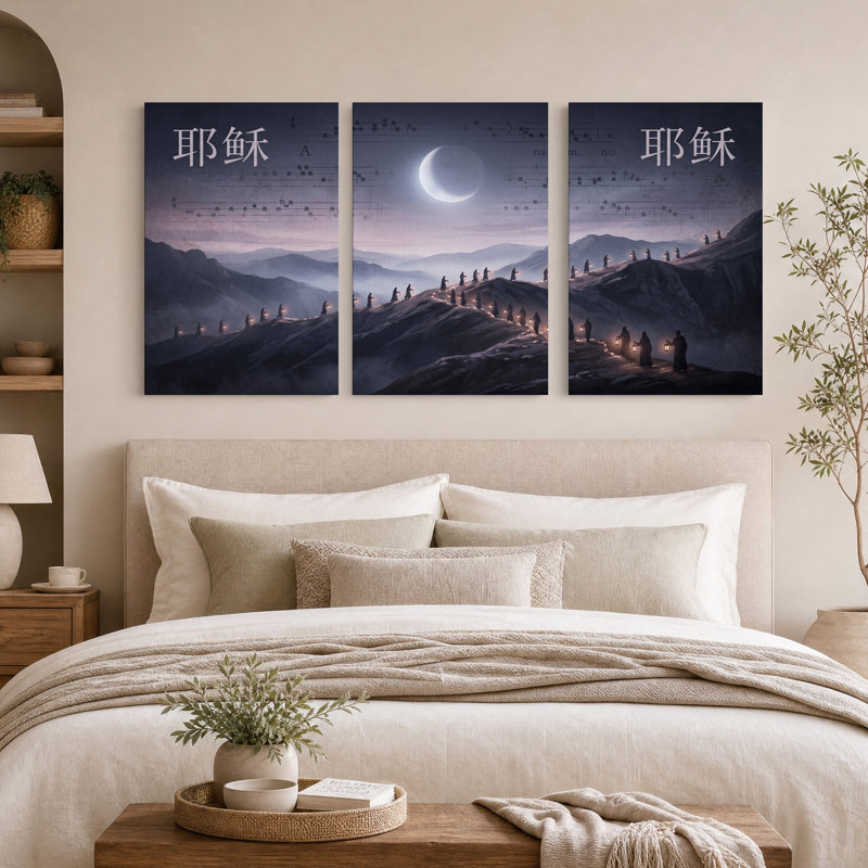 Ensemble de 3 silhouettes découpées avec des lanternes sur une crête de montagne, H 24 po x l 16 po x 3 pièces