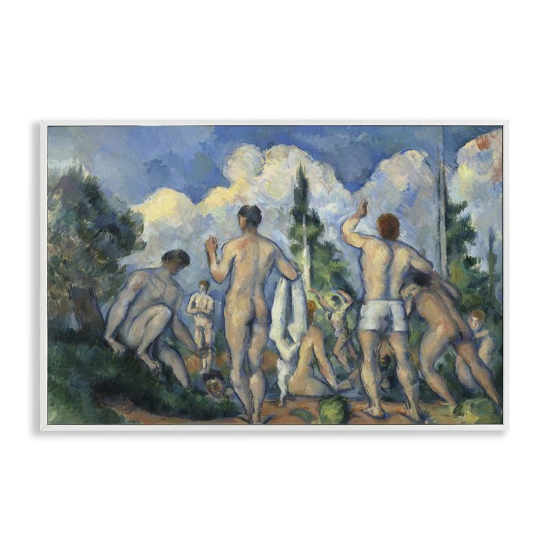 «Classic Cezanne Bathers», art giclée par one1000paintings, Giclée encadrée blanc bord de mer, H 12 po x l 18 po