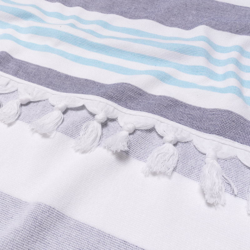 Serviette de plage Marlene, Gris anthracite / bleu