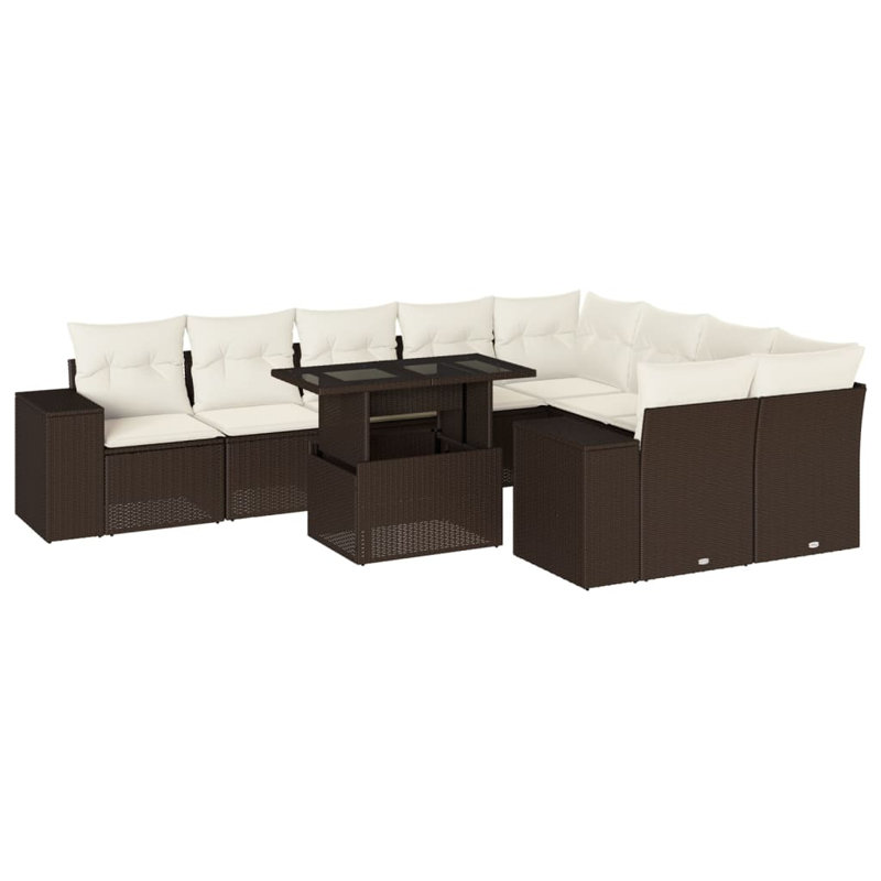 Ensemble de canapé de jardin Vidaxl, blanc crème, Brun