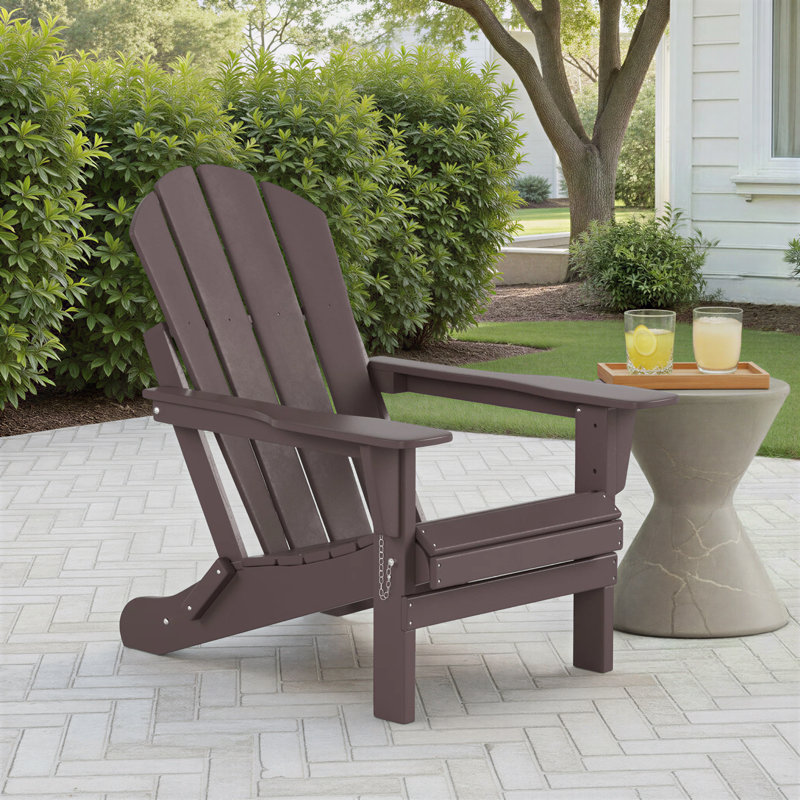 Chaise Adirondack pliante en PEHD Vinnie, Marron foncé