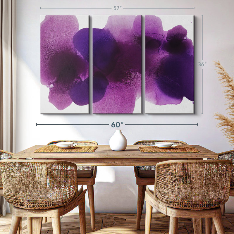 Nature "Impression libre sur toile mauve sur fond blanc" sur, H 36 po x l 57 po x P 1,25 po