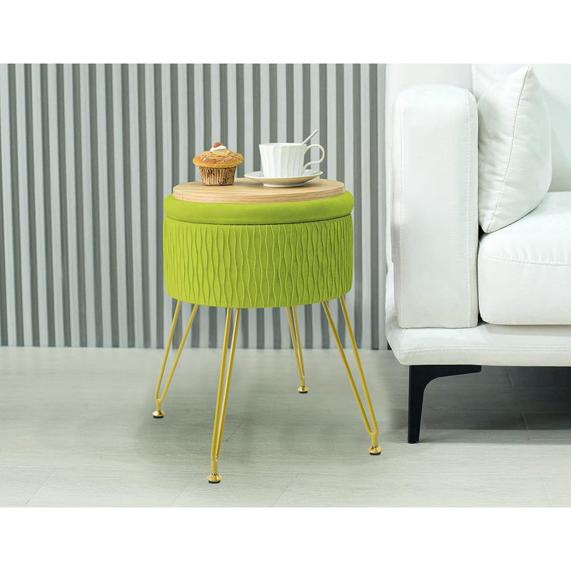 Nirah Steel Accent Stool, Matcha Green