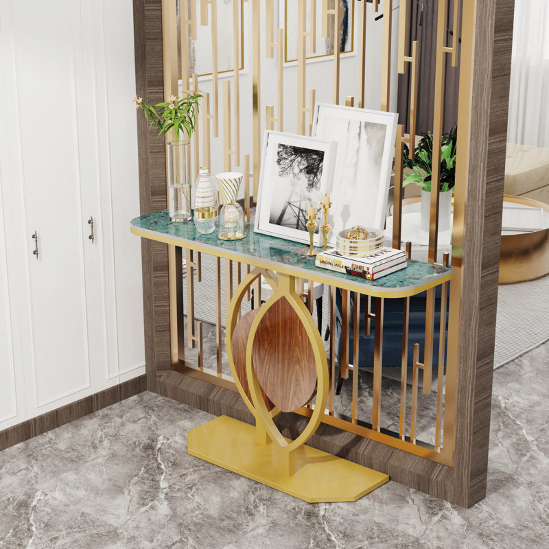 Alver 120cm Marble Top Console Table, Green