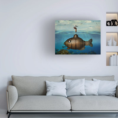 Art mural sur toile tendue - art mural John Hovenstine «Fish submarine» pour le salon, la chambre à coucher ou le bureau - 18 x 24
