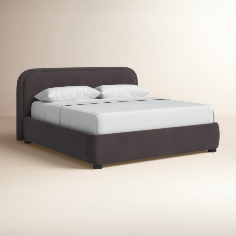 Shonda Upholstered Low Profile Platform Bed, Queen, Gray
