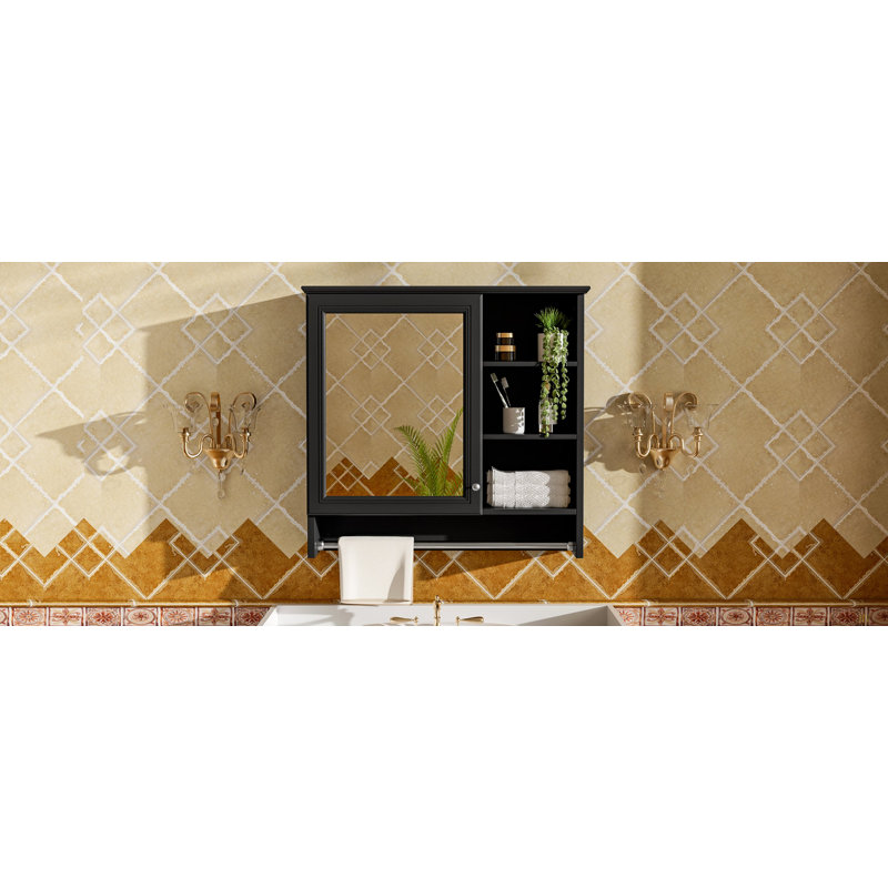 Armoire à miroir murale 30 po 2 en 1 avec tablette réglable, charnières à fermeture en douceur, panneau de fibres à densité moyenne de haute qualité, pour meuble-lavabo, salon, rangement de chambre à coucher