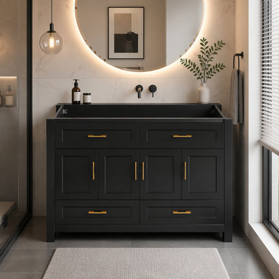 48"  Bathroom Vanity.Abundant Storage Cabinet -4 Soft close doors and 4 drawers (excluding the ceramic basin)