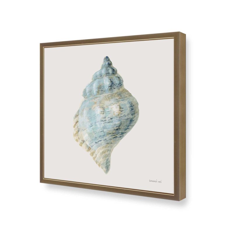 Reproduction d'art coquillage bleu, H 13,75 po x l 13,75 po, Cadre de coin ouvert en or brossé