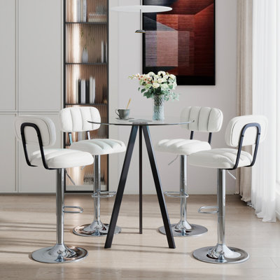 Ensemble de bar moderne, table en verre de 31,5 po + 2/4 tabourets en polyuréthane pour îlot de cuisine