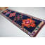 Tapis de couloir turc bleu tissé à la main en laine avec un motif kilim géométrique pour une décoration bohémienne et un décor de couloir coloré