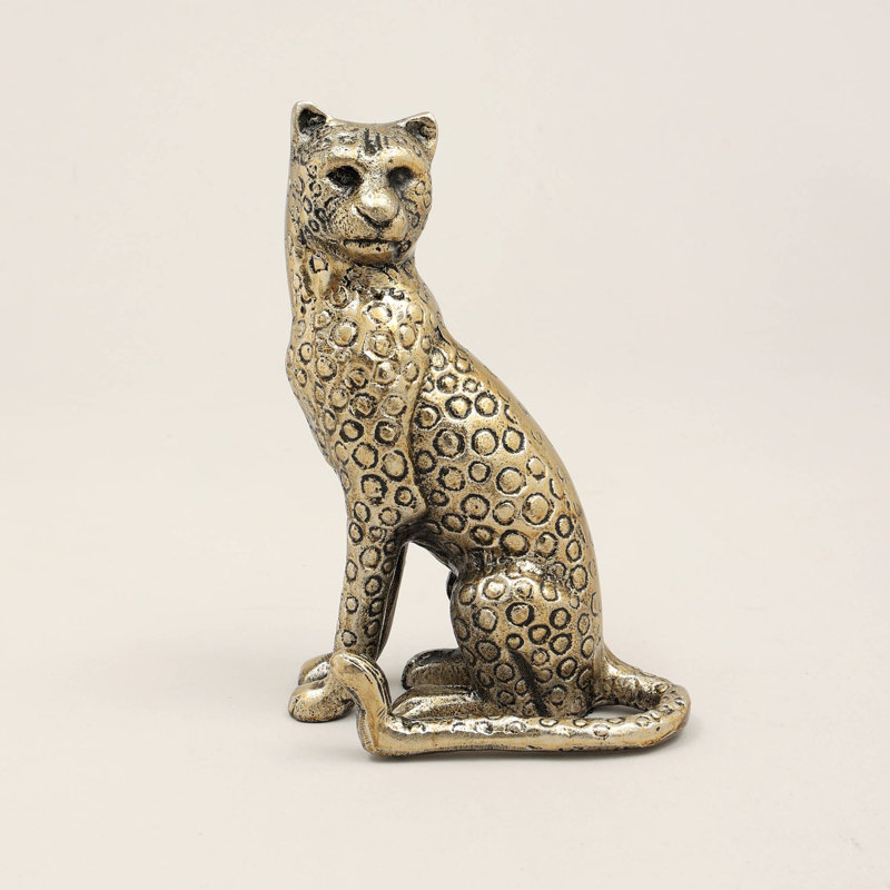 Decorative Aluminum Jaguar Statue for Home Decor-Animal Figurine-Tabletop Object-5.5x3.5"