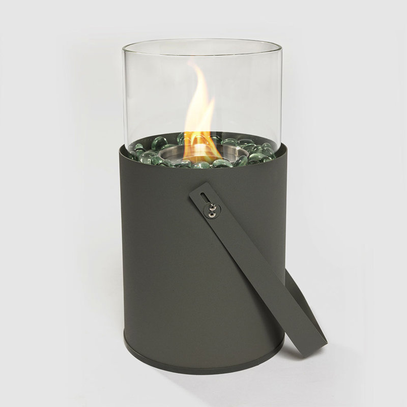 28'' Black Rectangular Propane Tabletop Fire Pit with Glass Shield