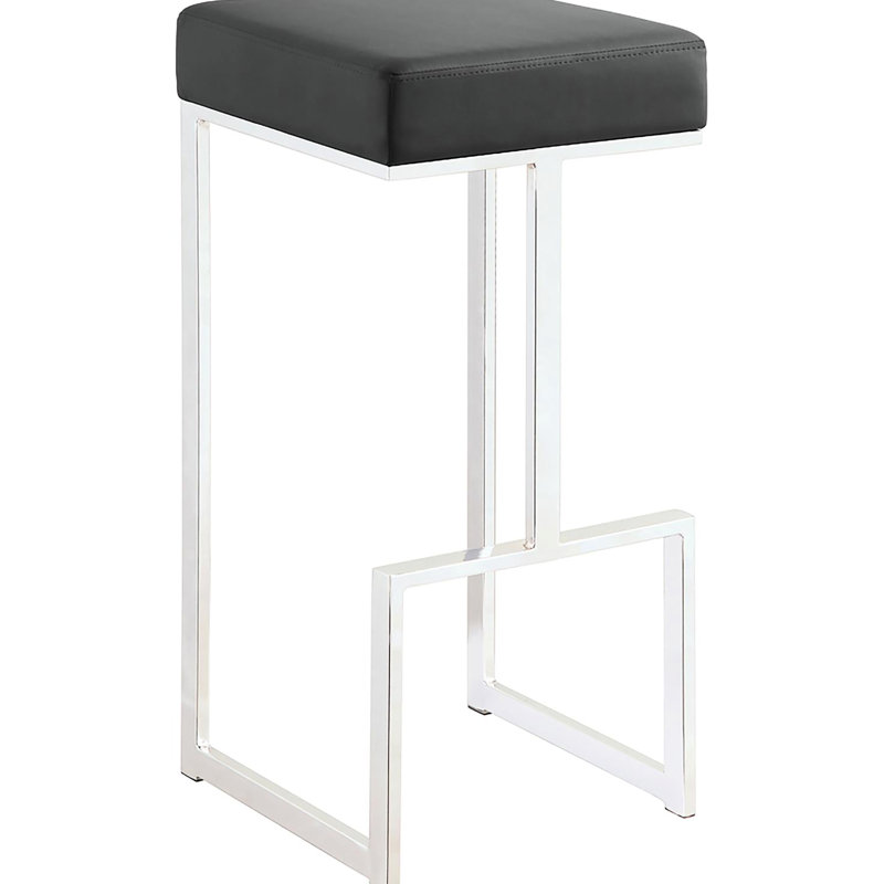 Tabouret de bar moderne gris chic de forme carrée et rembourré pour les repas