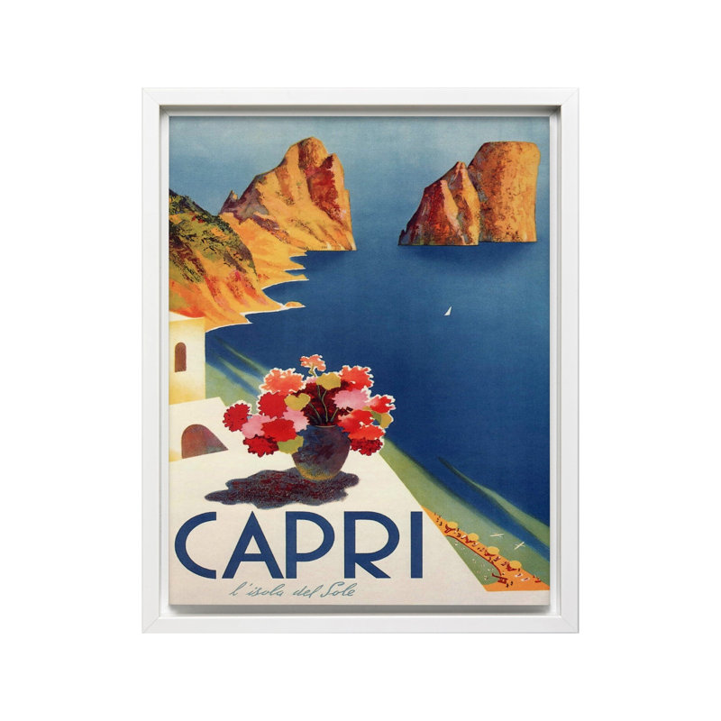 Île de Capri, Canevas, Encadrement blanc, H 16 po x l 20 po