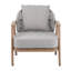 Fauteuil club en corde Orla, fini teck avec coussin taupe texturé Orla-131635669
