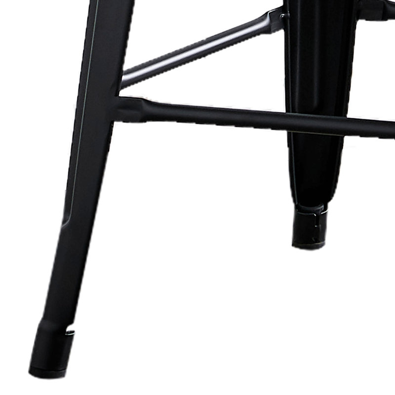 Tabouret de bar 24 po en métal de style rustique rustique avec dossier, tabouret de bar de cuisine, construction légère et robuste, ensemble de 4 - noir mat