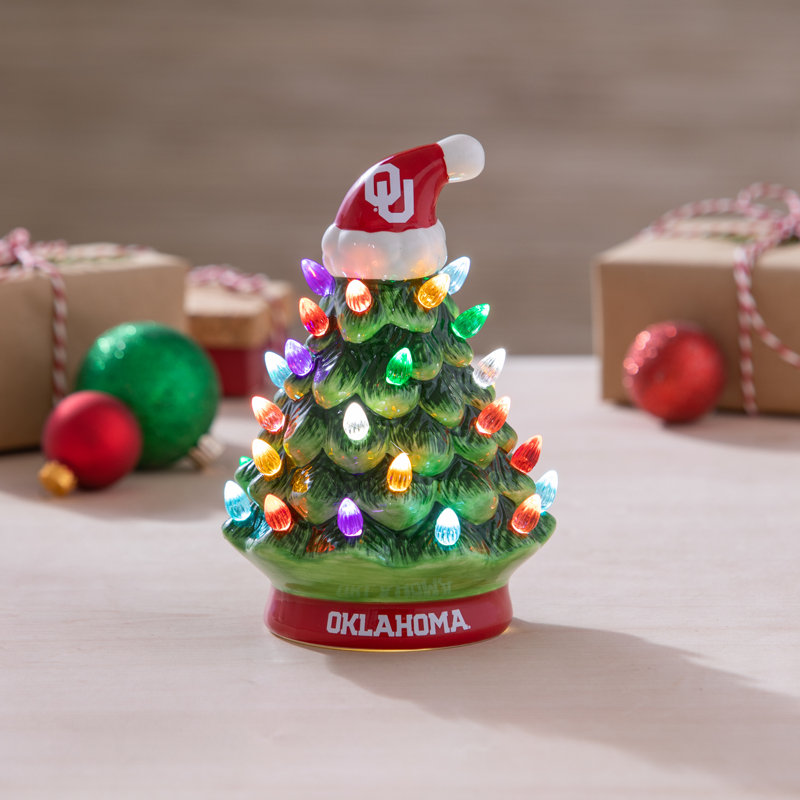 Maclachlan 8" NCAA Ceramic Tabletop Christmas Tree, University of Oklahoma