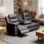 Canapé inclinable avec housse de console centrale, housses extensibles de canapé inclinable à 3 sièges (NOIR, housse inclinable à 3 sièges avec console) Similicuir NOIR