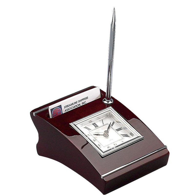 Horloge de table en brun à quartz analogique