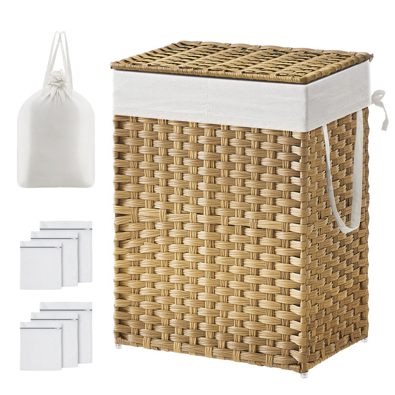 90l Clothes Hamper With 2 Removable Liner Bags, Natural