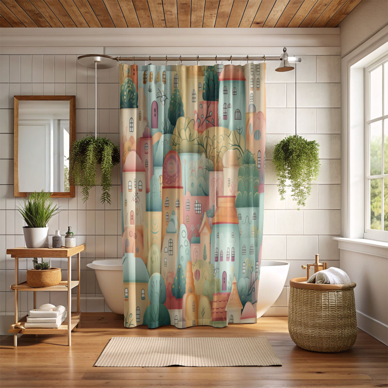 Painted Homes - Rideau de douche Premium, L 71 po x L 74 po
