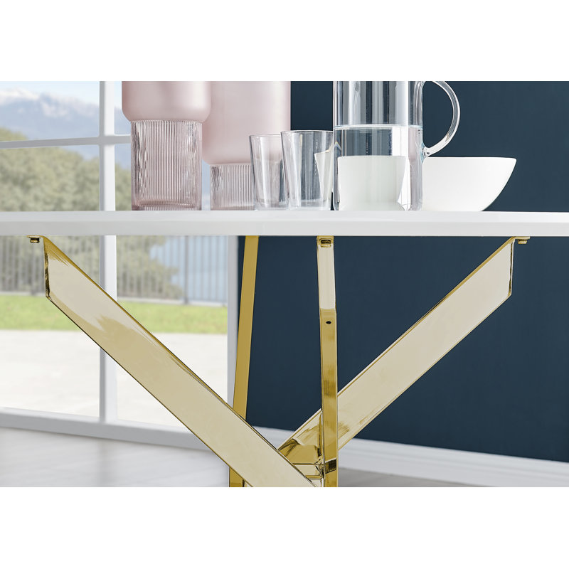 Eubanks 4 - Person Dining Set, Black/Gold