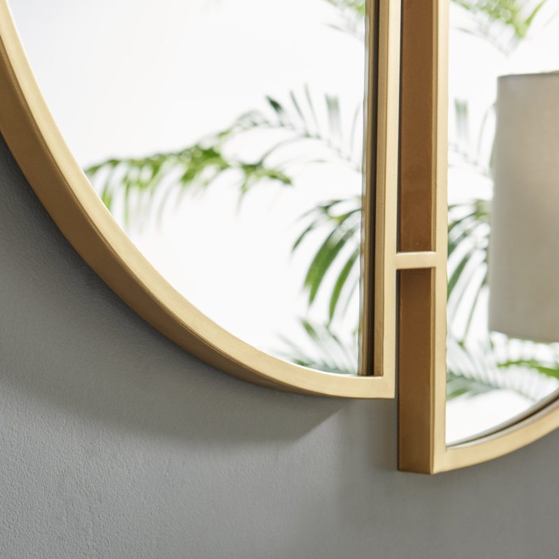 Rountree Crescent Split Metal Frame Mirror Modern Art Deco Design