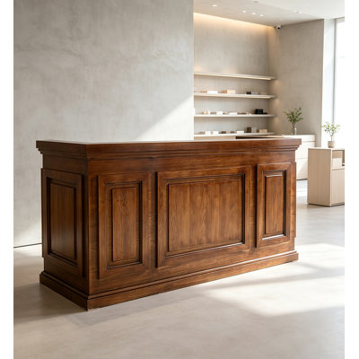 Vintage Manchurian Ash Veneer Reception Desk for Office Lobby