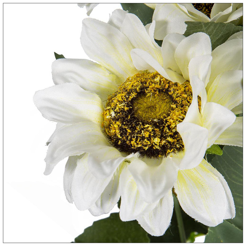 Arbre de tournesol artificiel 10,2 x 11 x 18,9 po x 9, paquet de 4, Crème, crème