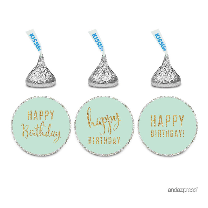 Autocollant de dépôt en chocolat à papier happy birthday, Bleu marine