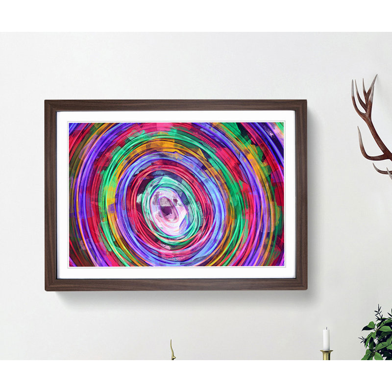 Rainbow Swirls in Abstract - Picture Frame Painting Print, Walnut, 35cm H x 50cm W x 2cm D